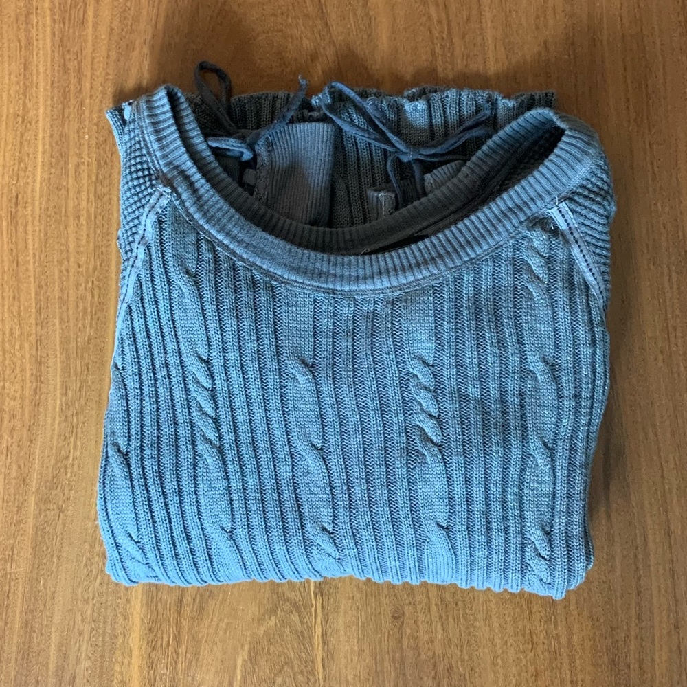 GRAY Free People Lace Up Thermal Sweater S M - Picture 3 of 4